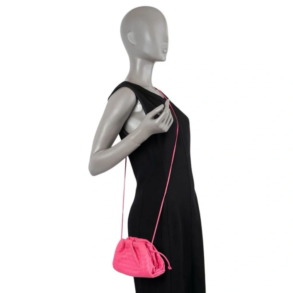 Bottega Veneta The Pouch Mini Intrecciato Leather Crossbody Clutch Pink
